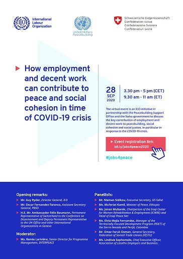 Comment l'emploi et le travail décent peuvent contribuer à la paix et à la cohésion sociale à l'époque de la crise du COVID-19