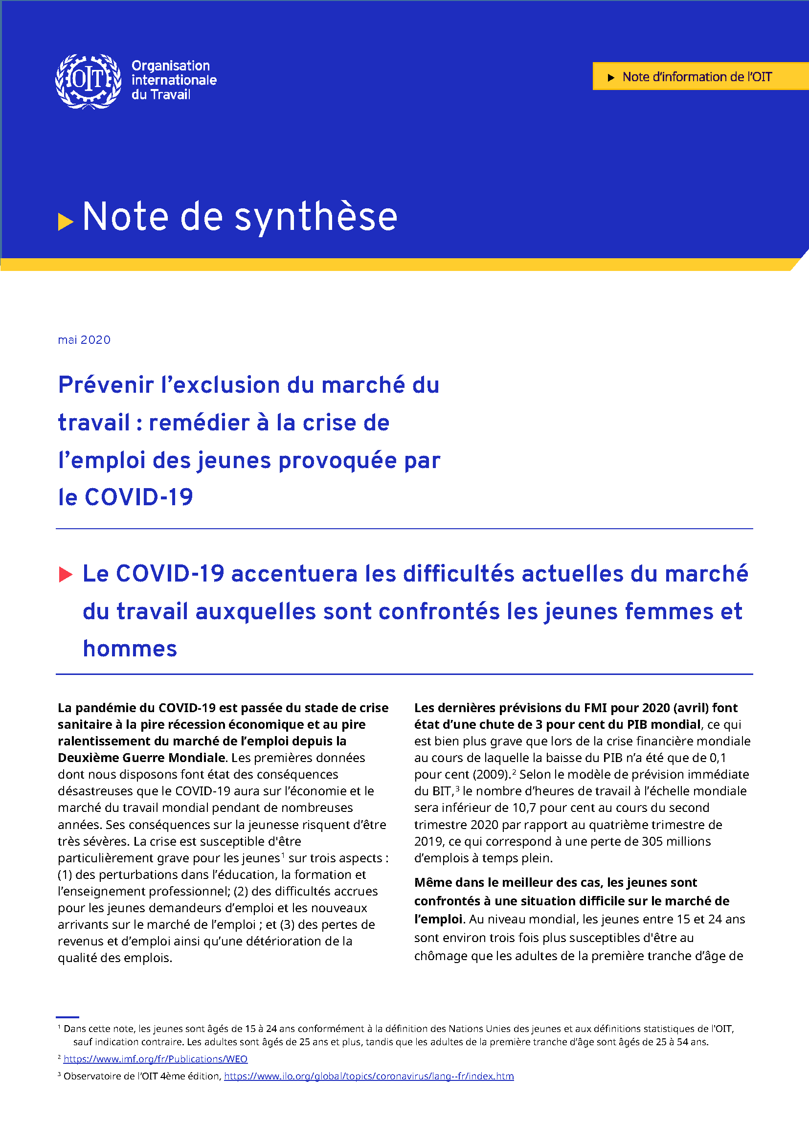 remédier à la crise de l’emploi des jeunes provoquée par le COVID-19