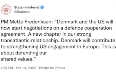 Le Danemark cherche à se rapprocher du Pentagone