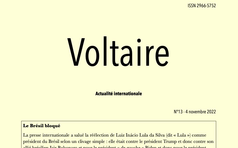 Voltaire, actualité internationale n°13 est paru