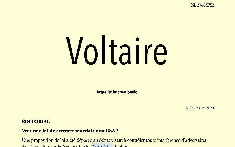 Voltaire, actualité internationale, n°35