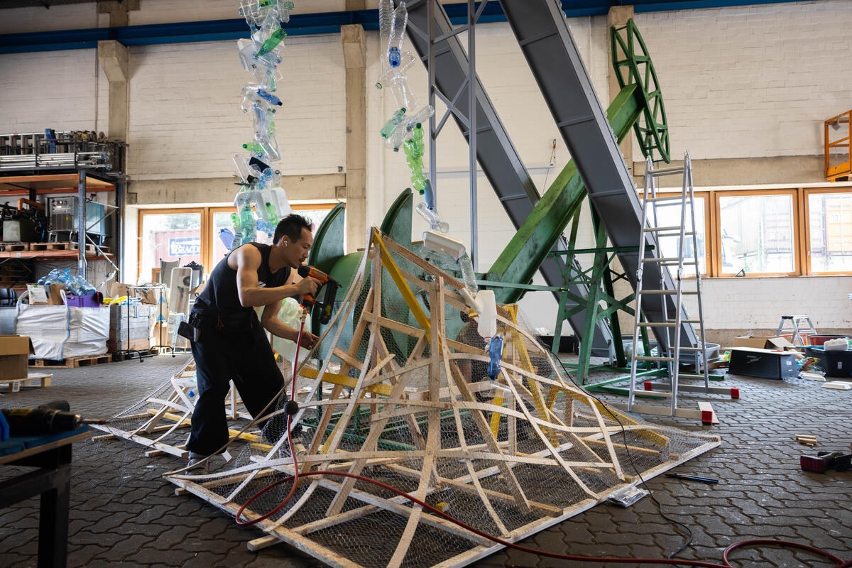Greenpeace International unveils giant art installation ahead of Global Plastic Treaty talks