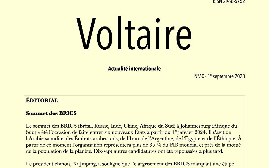 Voltaire, actualité internationale, n°50