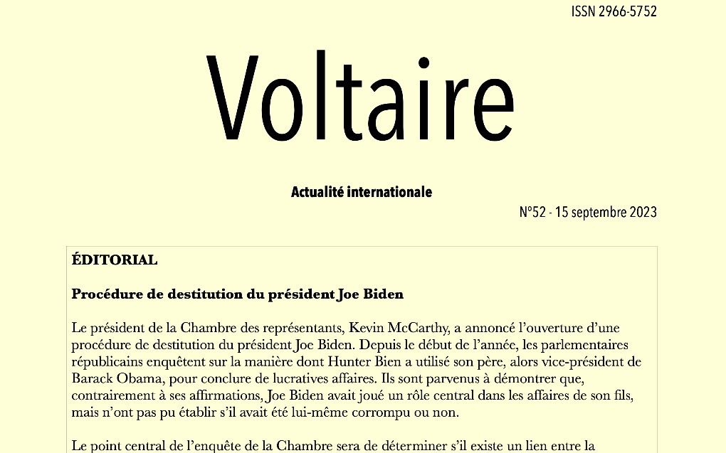 Voltaire, actualité internationale, n°52
