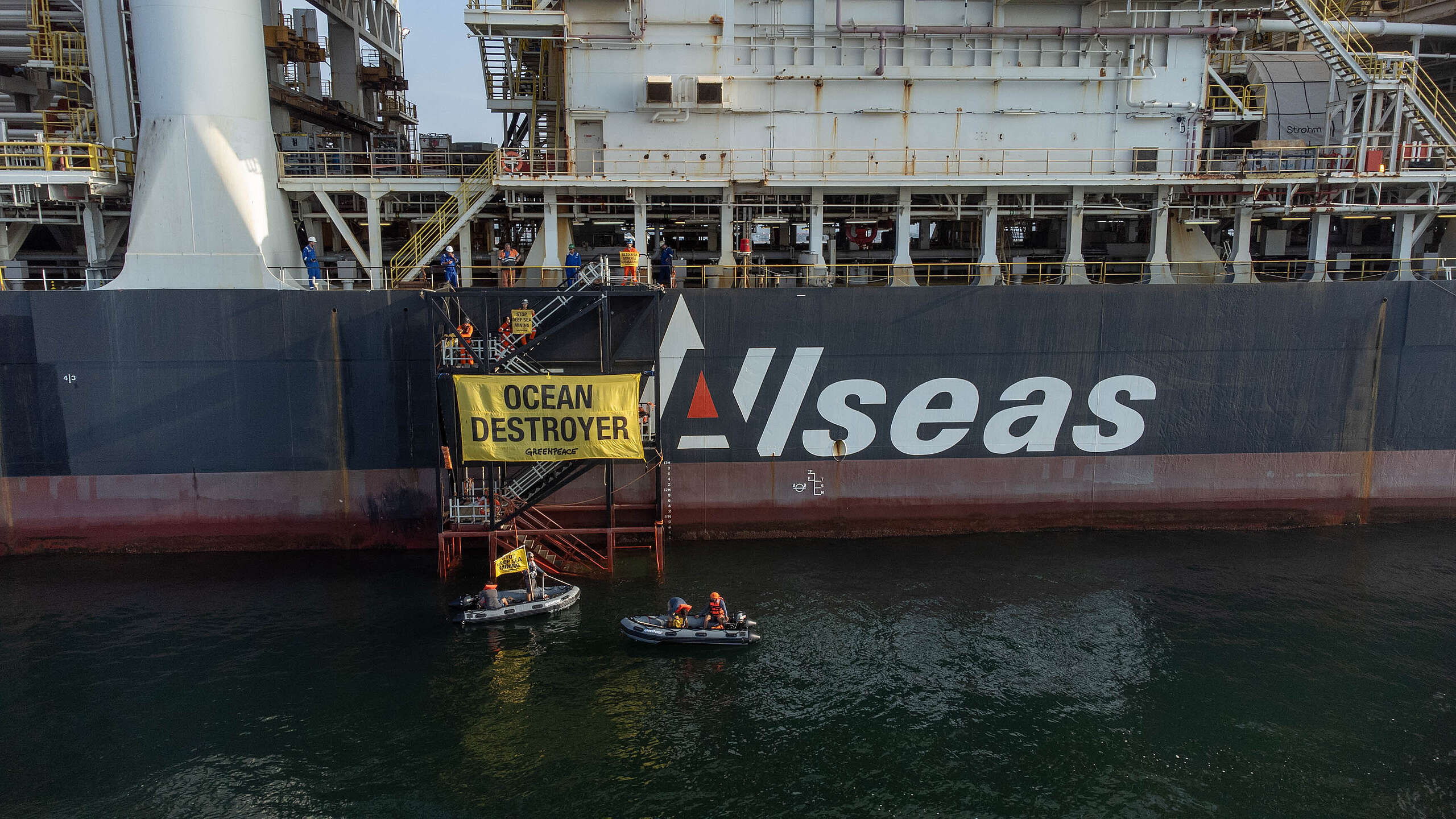 Activists scale deep sea mining ship to call out its destructive plans off the Pacific coast of Mexico