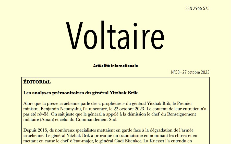 Voltaire, actualité internationale, n°58