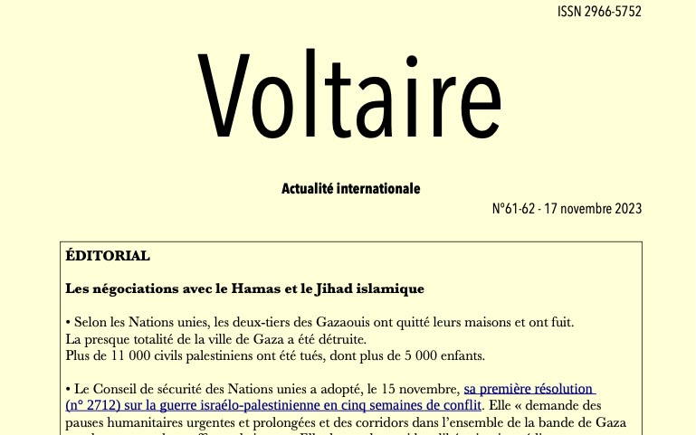 Voltaire, actualité internationale, n°61-62
