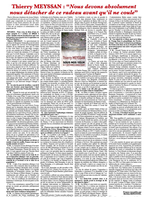 Entretien de Thierry Meyssan avec Monika Berchvok, par Thierry Meyssan