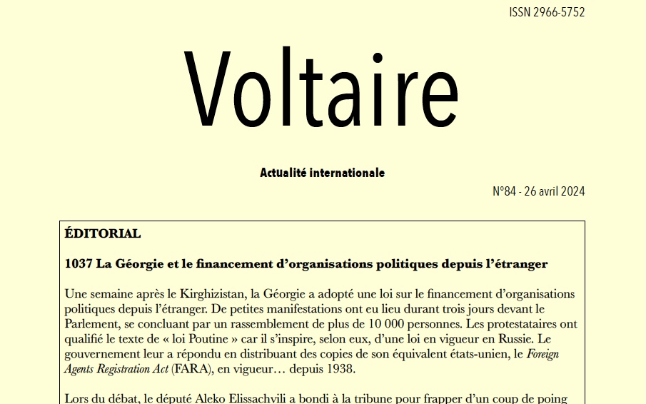 Voltaire, actualité internationale, n°84
