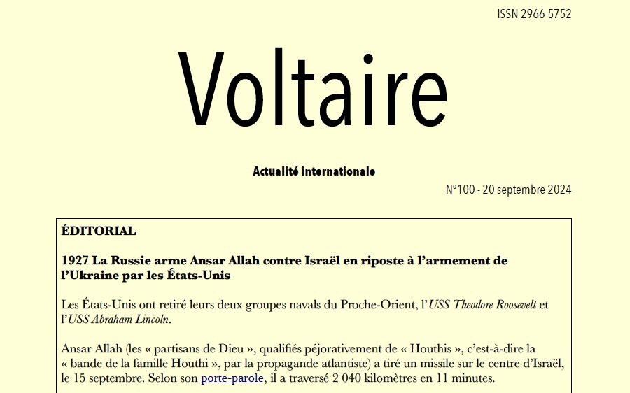 Voltaire, actualité internationale, n°100