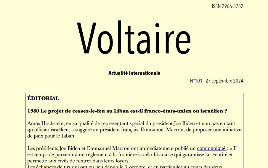 Voltaire, actualité internationale, n°101