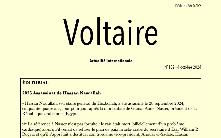 Voltaire, actualité internationale, n°102