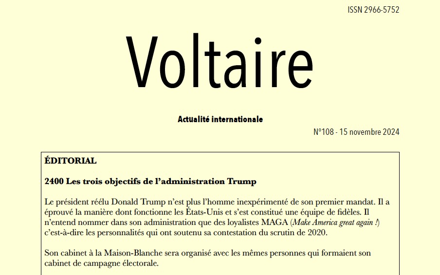 Voltaire, actualité internationale, n°108