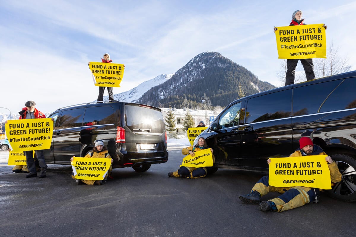 Activists block heliport at Davos to call on governments to tax the super-rich 