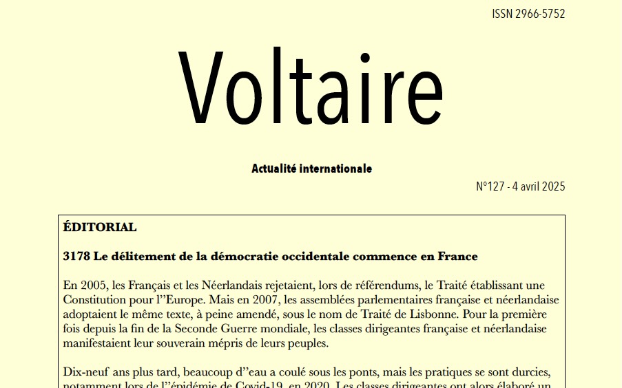 Voltaire, actualité internationale, n°127