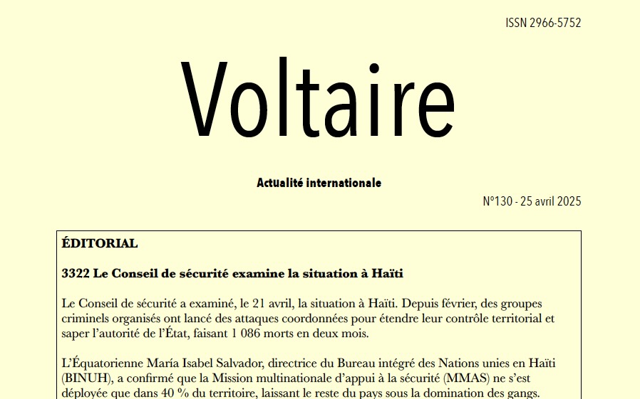 Voltaire, actualité internationale, n°130