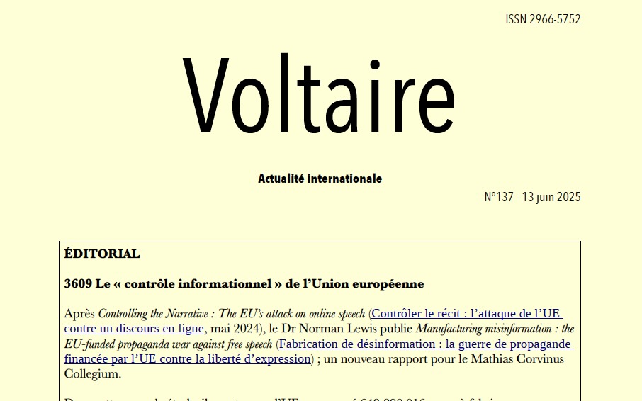 Voltaire, actualité internationale, n°137